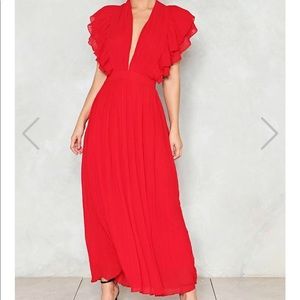 Red NastyGal backless dress